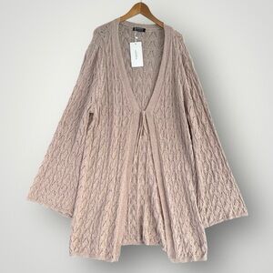 BloomChic Blush Cable-Knit Tie-Front Cardigan